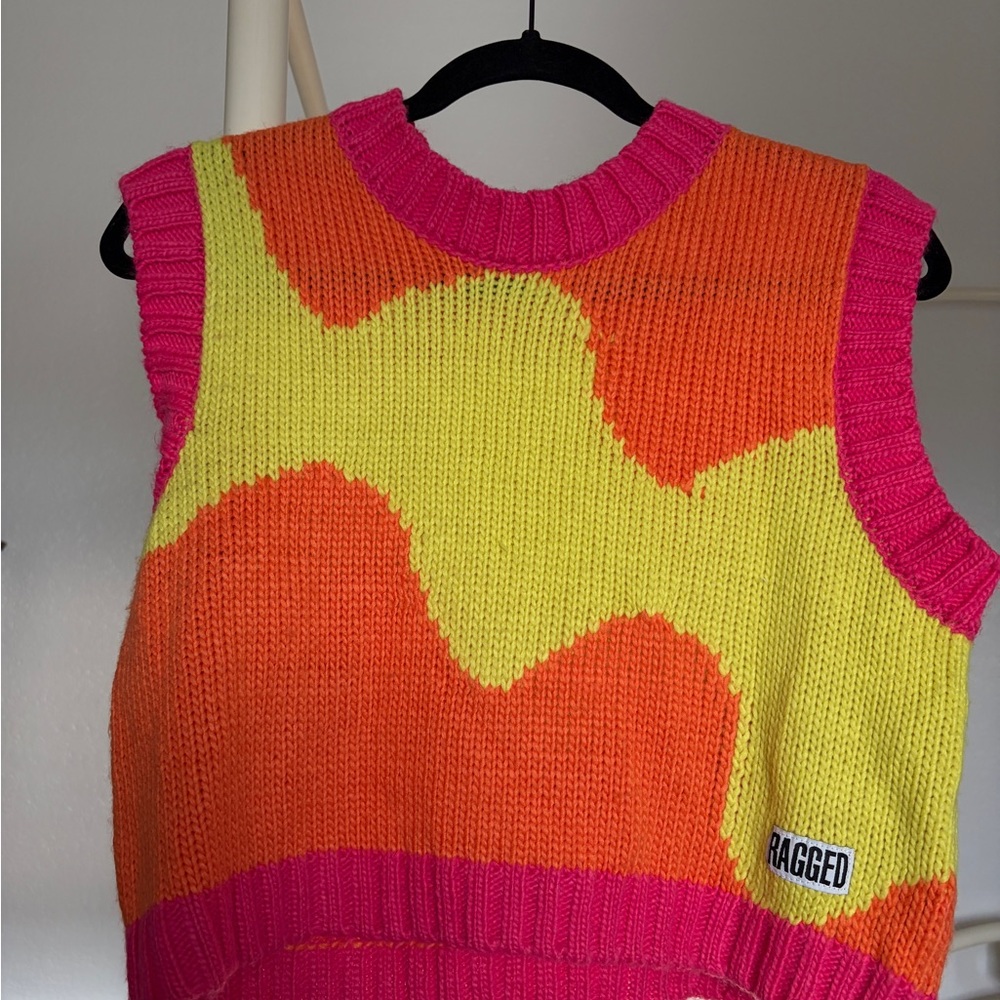The Ragged Priest Pink, Orange, and Yellow Sweater Vest